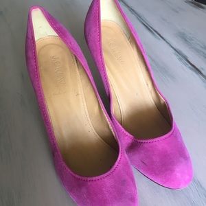 Hot pink suede pumps | J Crew